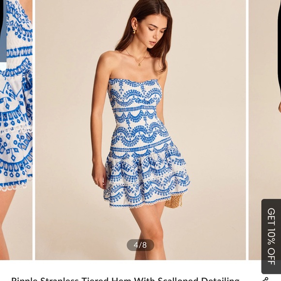 Commense Strapless Dress with Blue Patterns - Picture 4 of 9